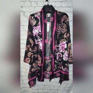 Chico's Travelers Floral Paisley‎ Printed Kimono NWT Size 1 8/10